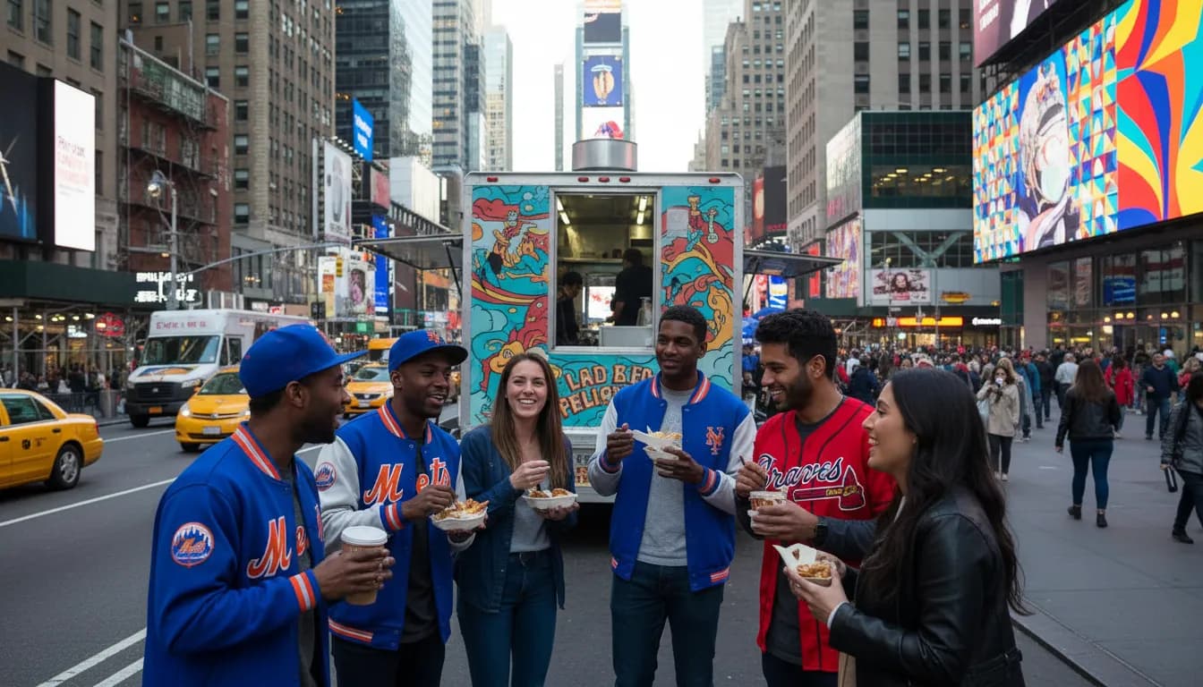 Practical city scene for Mets vs Braves in NYC: Social Group Planning for Mixed Fandoms