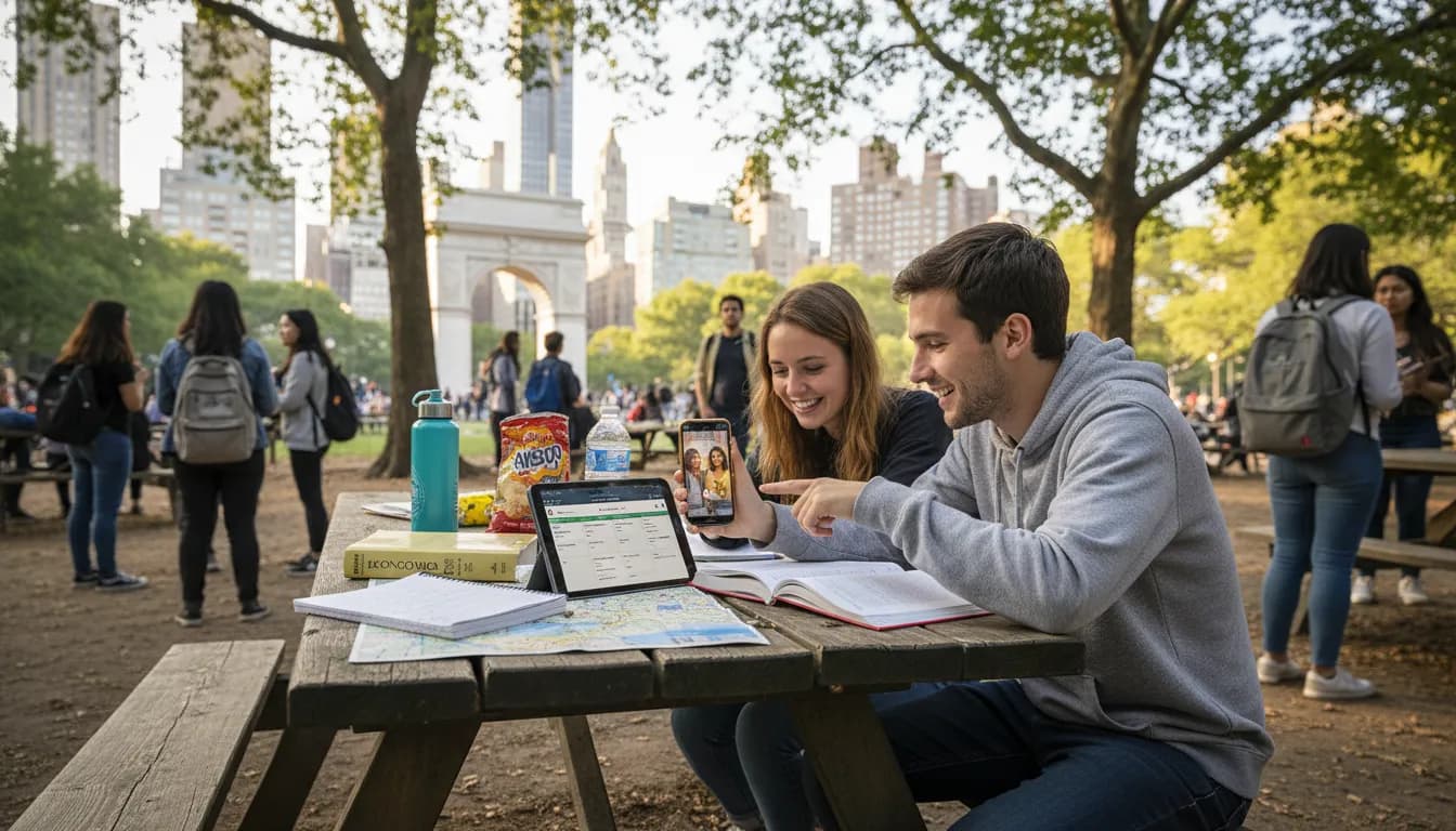 Practical city scene for Love Island Reunion Season 8: Back to School Study Breaks in NYC