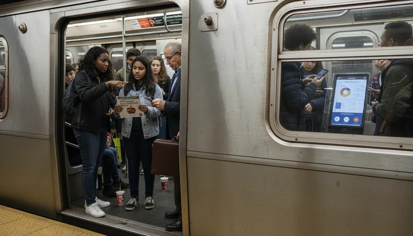 Powerball Drawing: Back to School Budgeting Lessons in NYC — photorealistic New York City editorial scene