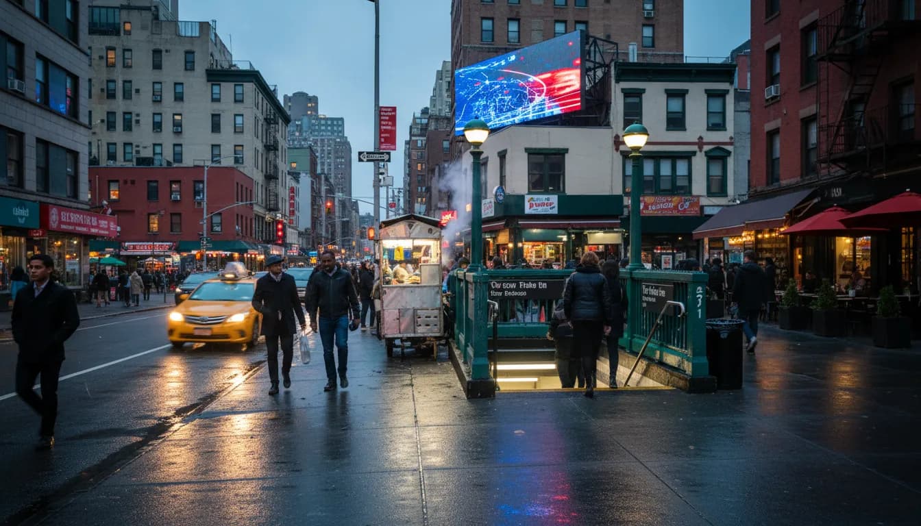 Tempo vs Dream: NYC Restaurant Plan for a Game Night Out — photorealistic New York City editorial scene