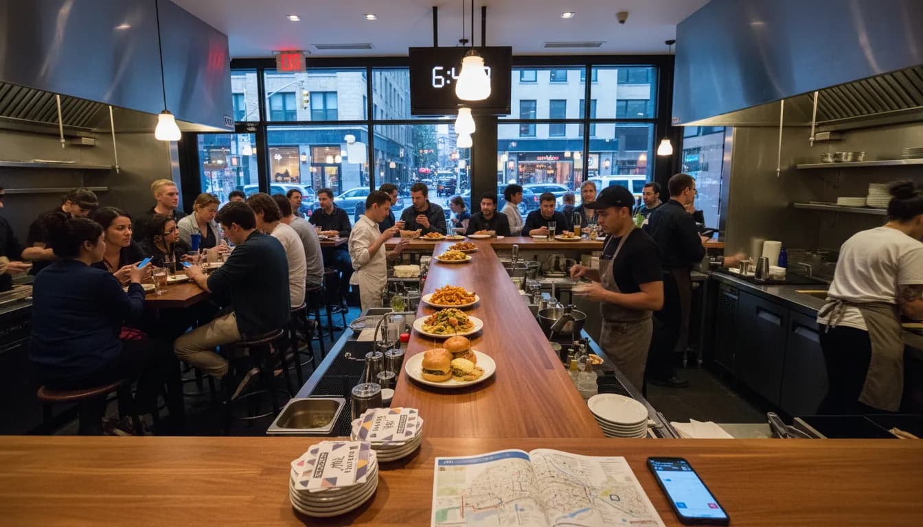 Practical city scene for Tempo vs Dream: NYC Restaurant Plan for a Game Night Out
