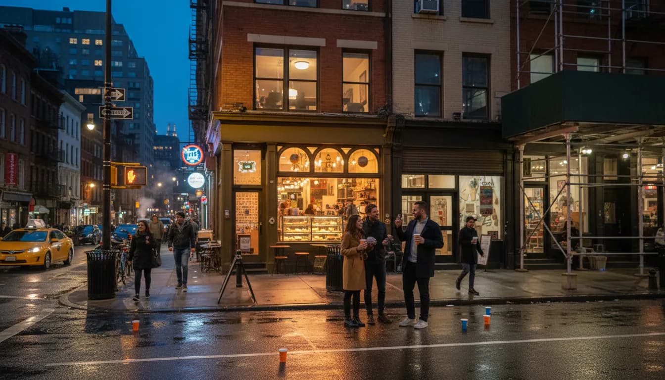 Practical city scene for NYC Coffee & Dessert Route for the Dodgers Score Obsessed