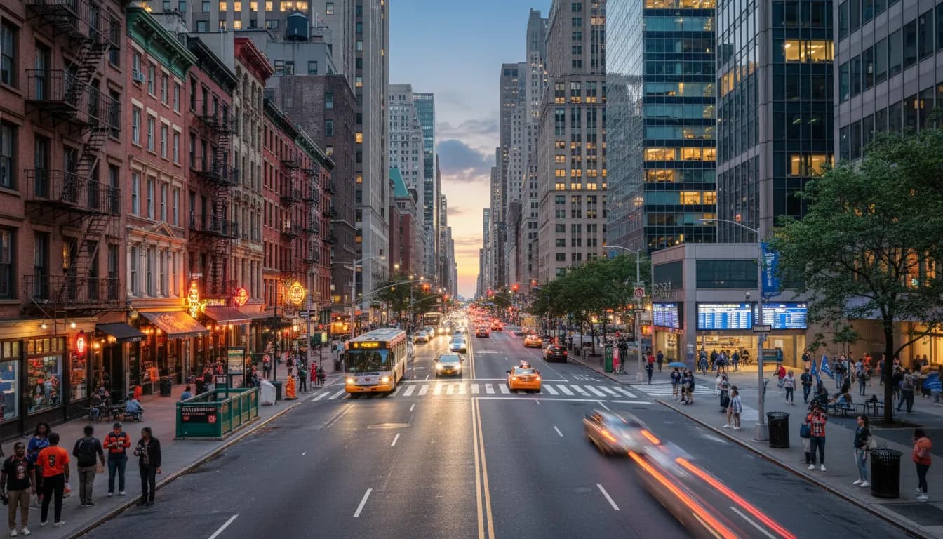 Tigers vs Giants: NYC Neighborhoods for a Diverse Game Day Experience — photorealistic New York City editorial scene