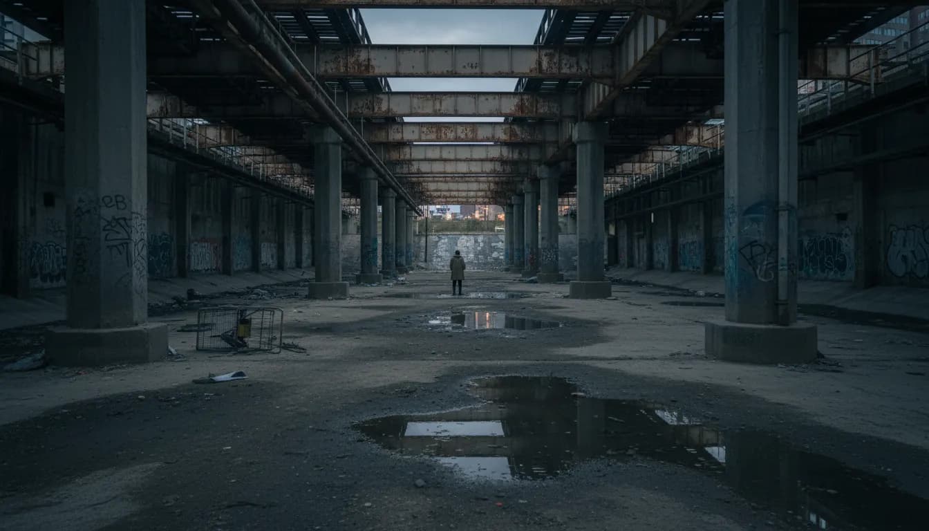 NYC's Echoes of 'Hoover Dam Reservoir Ghost Town': Overlooked Spaces — photorealistic New York City editorial scene
