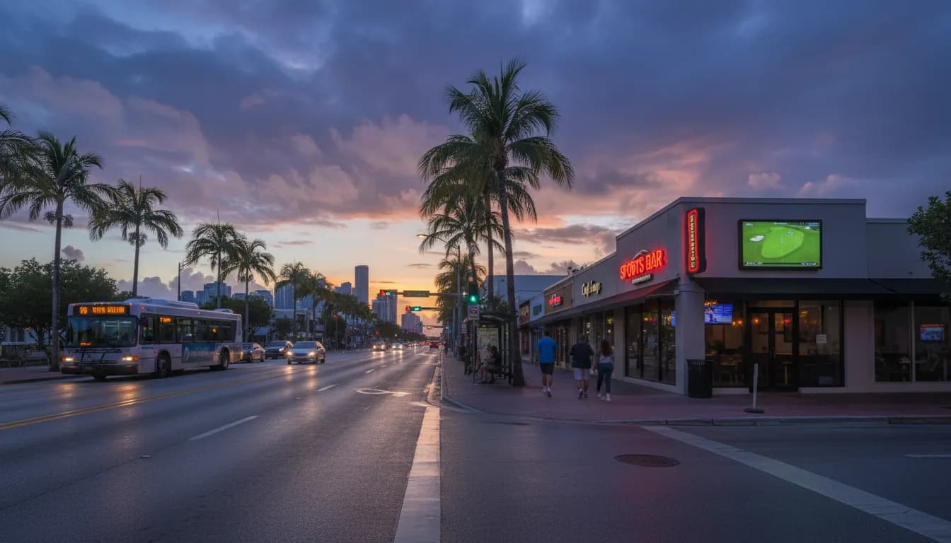 Matt McQuillan Canadian Golfer: Miami's Best Golf Watch Spots — photorealistic Miami editorial scene