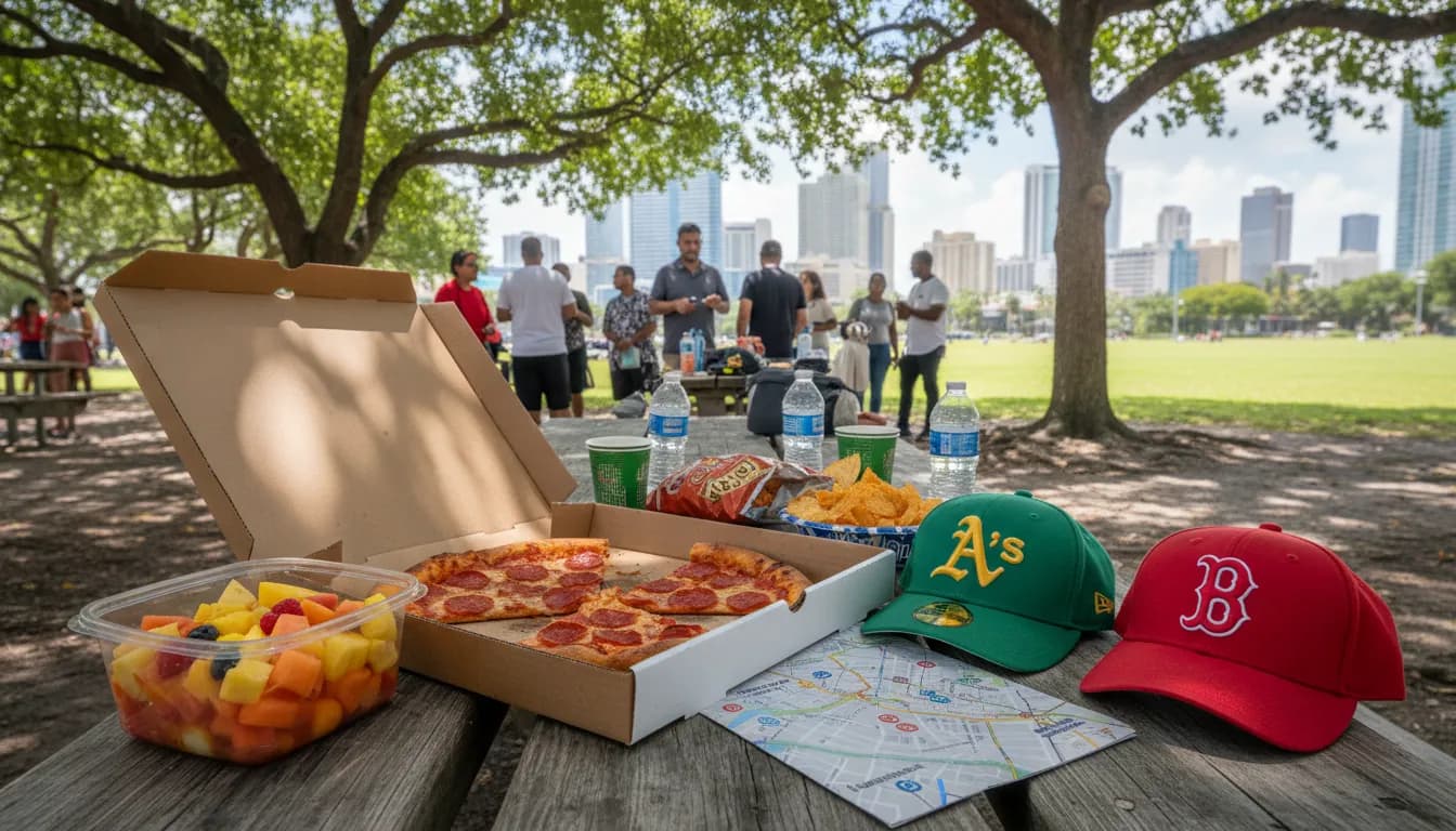 Practical city scene for Athletics vs Red Sox: Miami Mixed-Fandom Meetup Plan
