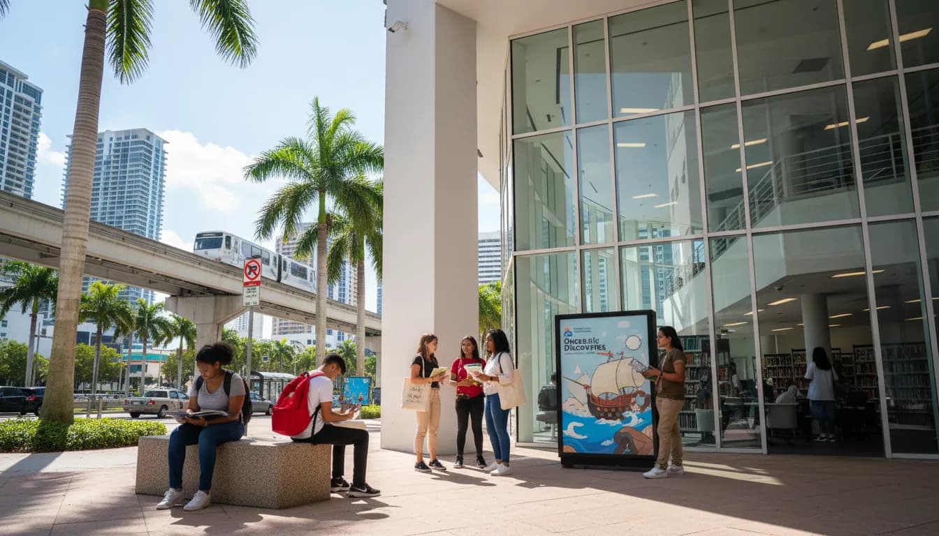 Practical city scene for Uncovering Learning Adventures in Miami: The One Piece Back-to-School Expedition