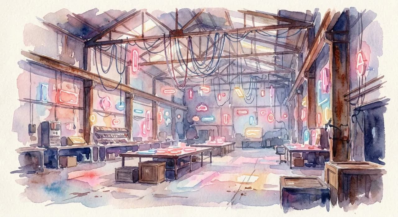 God's Own Junkyard interior in Walthamstow, East London, with hundreds of vintage neon signs glowing on every wall