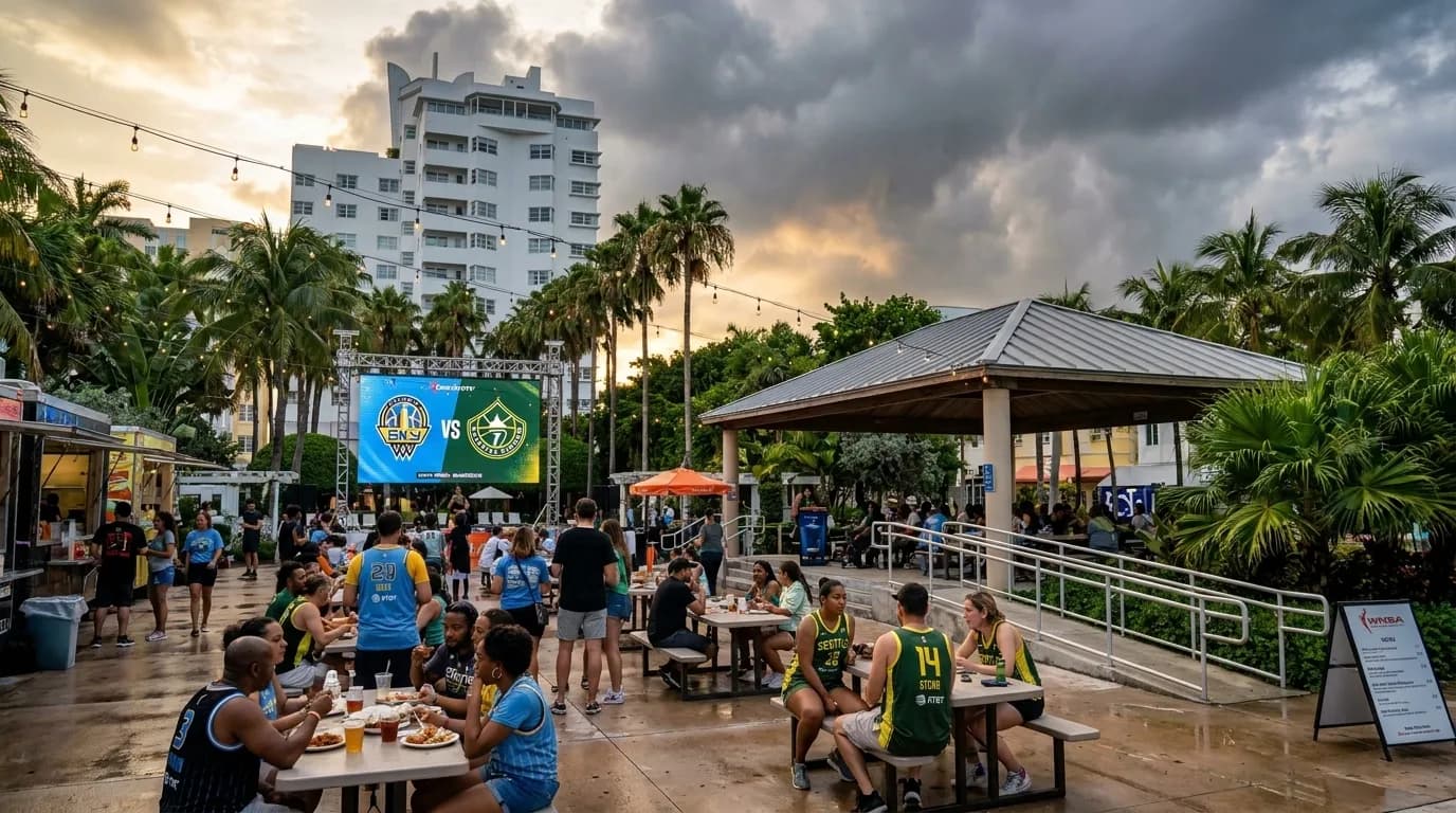 Practical city scene for Sky vs Storm: Miami WNBA Night for Mixed-Fandom Groups