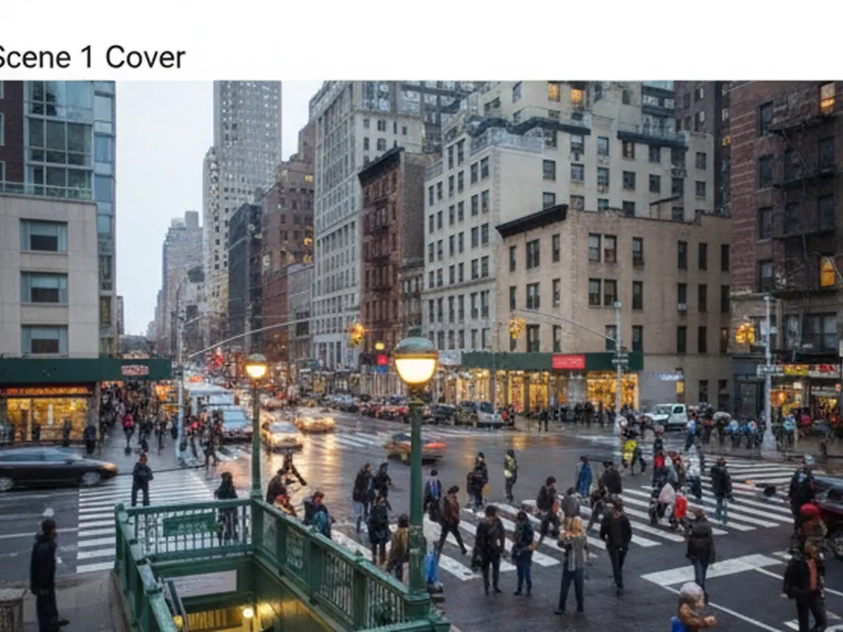 Cover photo: Early evening view of a mix of high-rise apartment towers and older brick buildings in a New York City neighborhood, pedestrians crossing a wide intersection, and a subway entrance in the foreground, lit by streetlights.