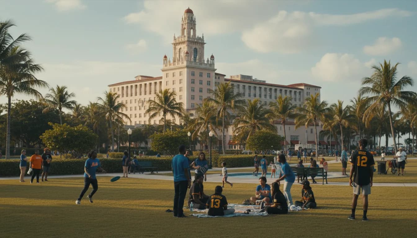 Practical city scene for Free Miami Fun: Mets vs Pirates Spirit in Public Spaces and Activities