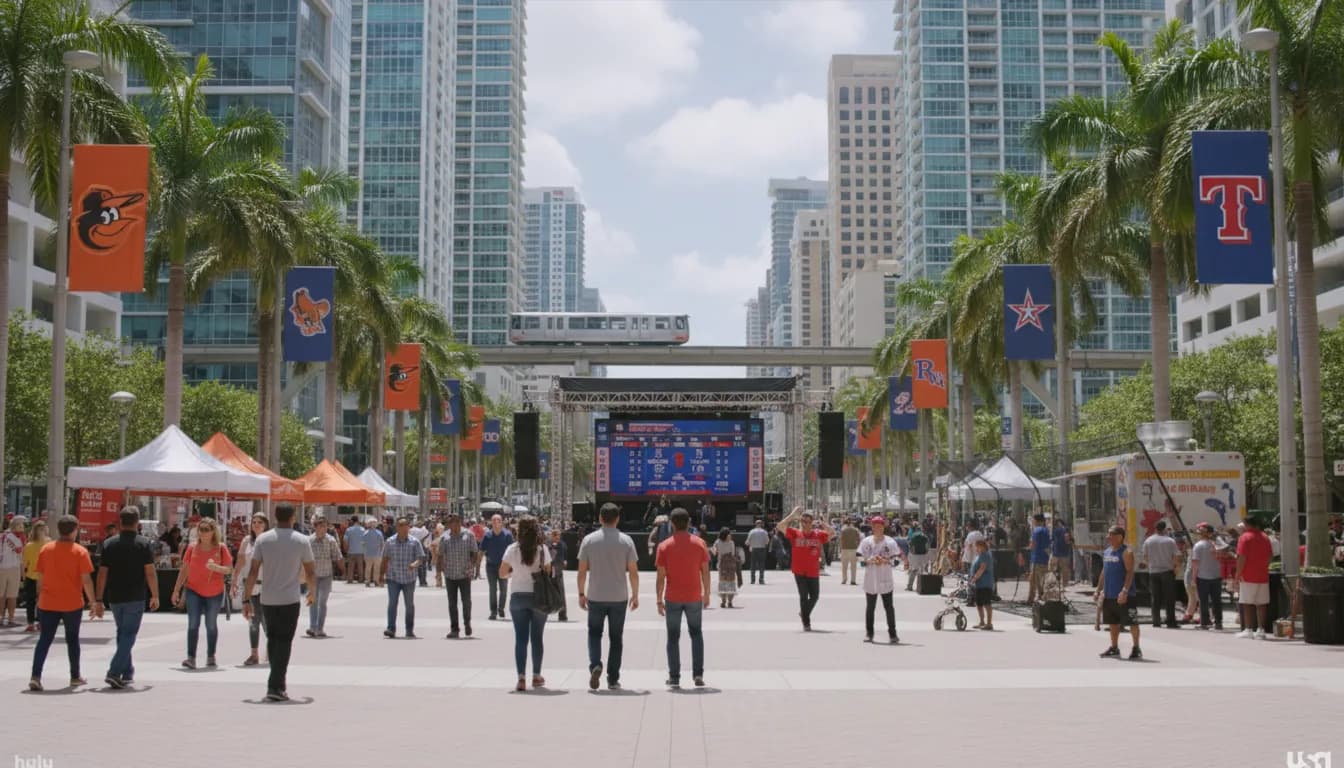 Practical city scene for Free Miami Outings: Orioles vs Rangers Energy in Public Spaces