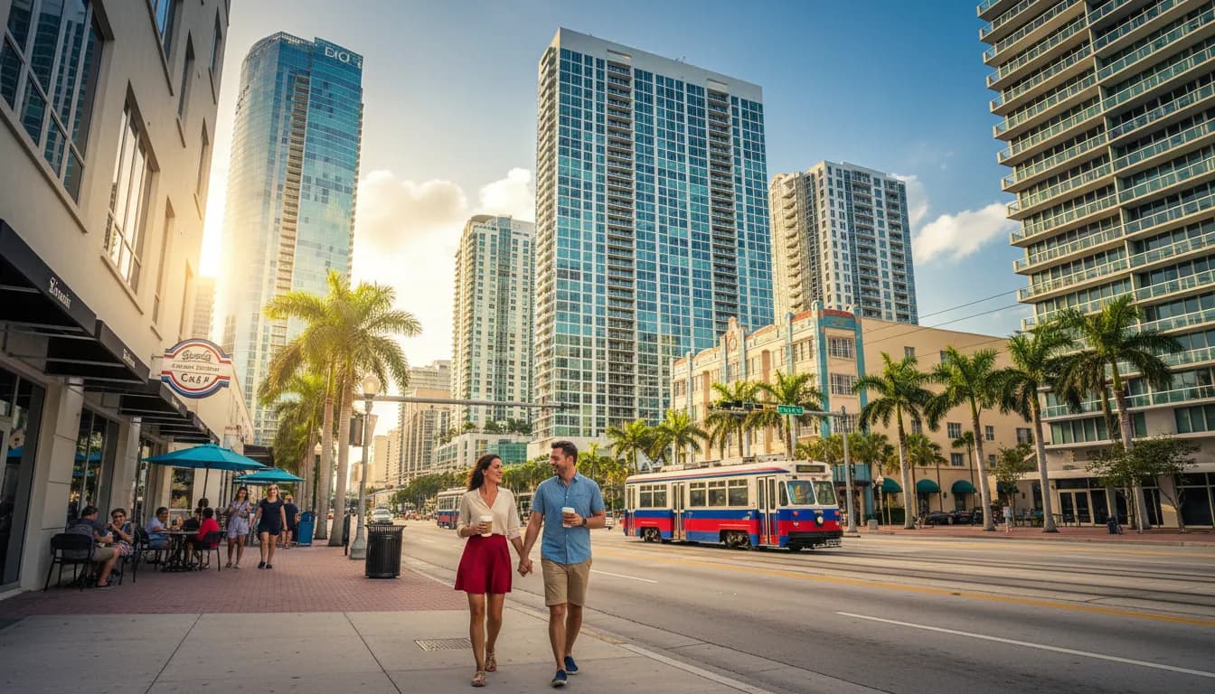 Miami Coffee & Dessert Route: Reds vs Nationals Inspired Sweet Indulgences — photorealistic Miami editorial scene