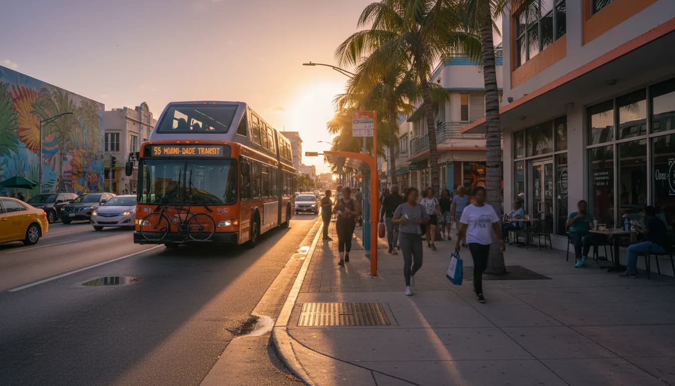 Miami Neighborhoods vs. Barclays Center Vibe: A Transit Guide — photorealistic Miami editorial scene