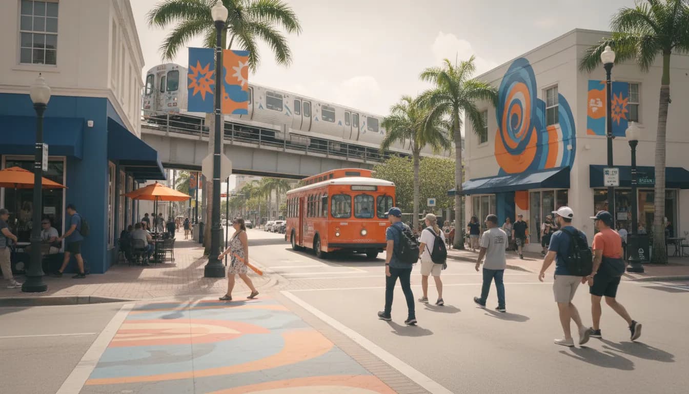 Practical city scene for Exploring Miami Neighborhoods for a Fun Astros vs Giants Themed Day