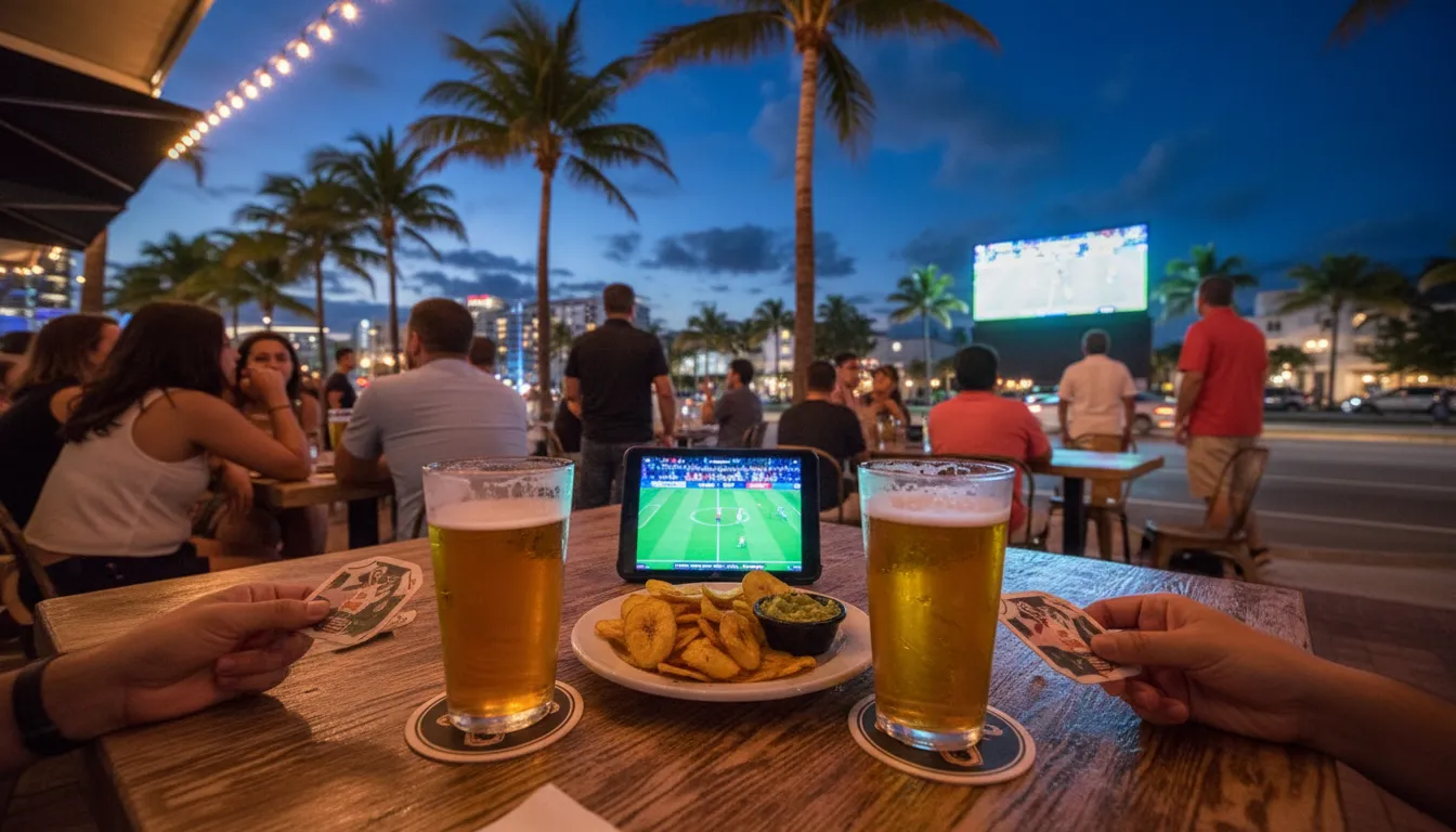 Practical city scene for Man City vs Atlético Madrid: Miami Nightlife for Soccer Enthusiasts
