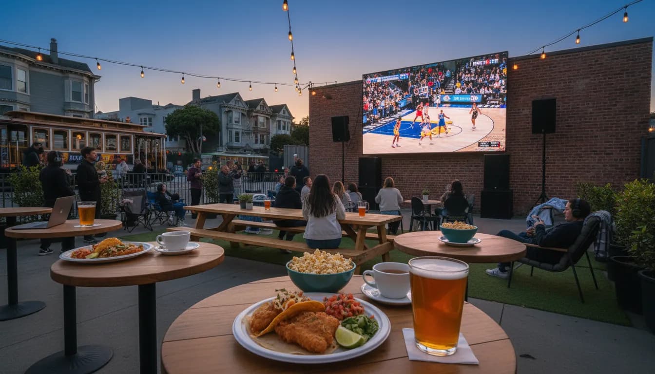 Practical city scene for Aces vs Fever: San Francisco's Top Public Watch Parties with Sound