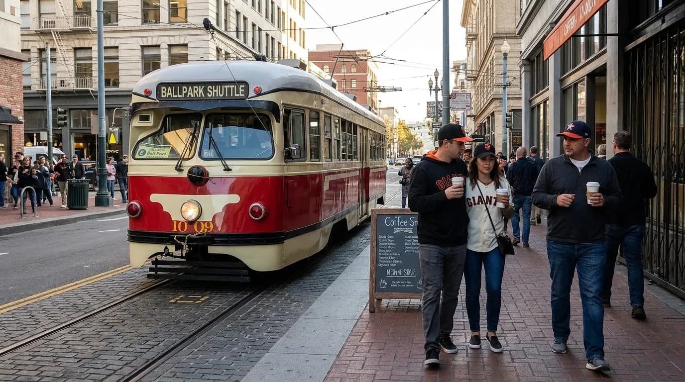 Practical city scene for Astros vs Giants: SF Coffee Stops Before First Pitch