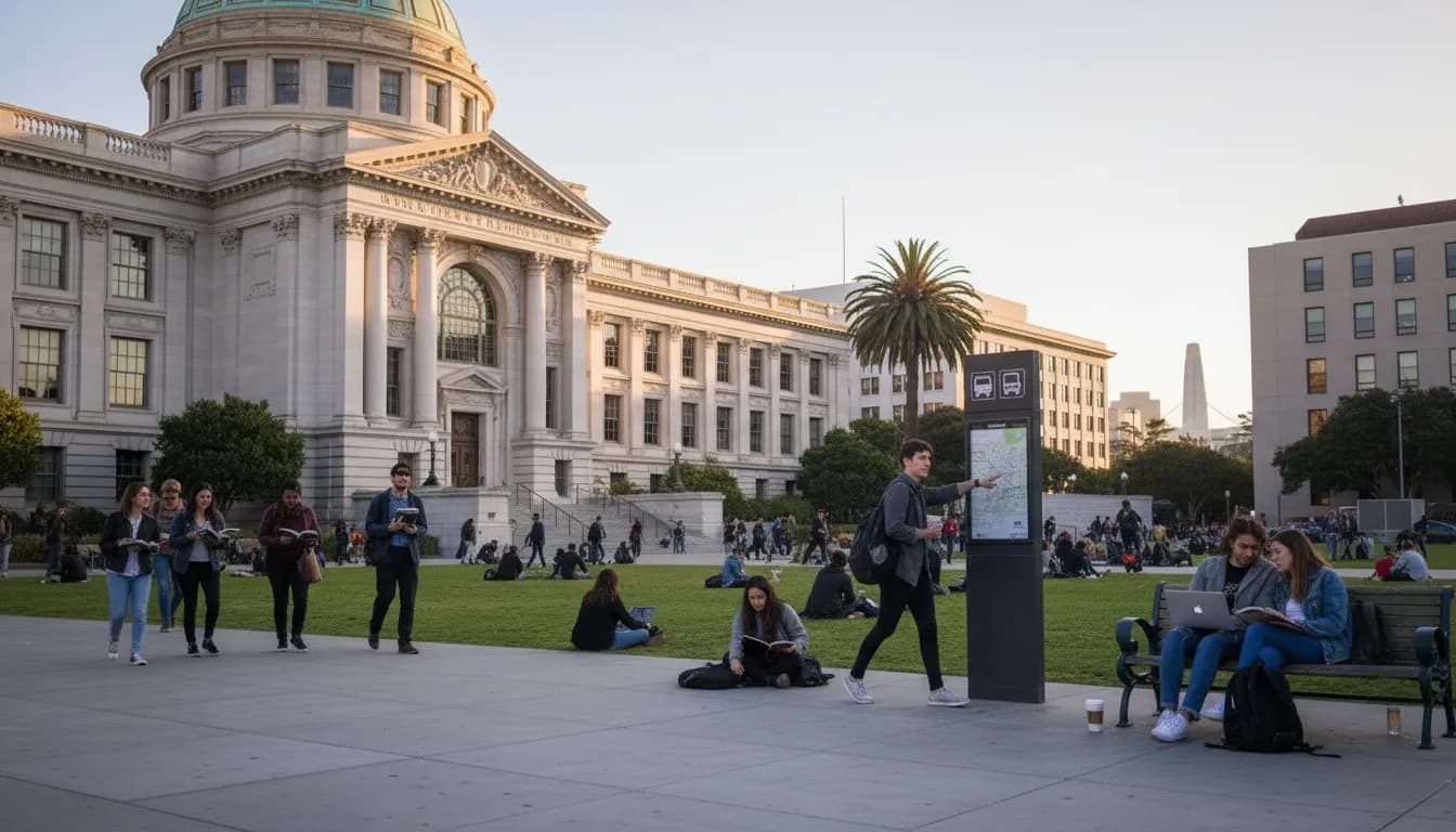Learning & Leadership: San Francisco Back-to-School Inspired by The West Wing — photorealistic San Francisco editorial scene