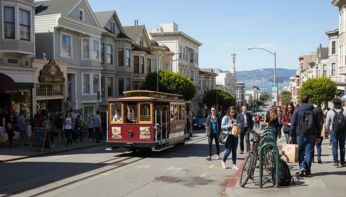 Burger King Whopper Sales Boost: SF Dessert Detours — photorealistic San Francisco editorial scene