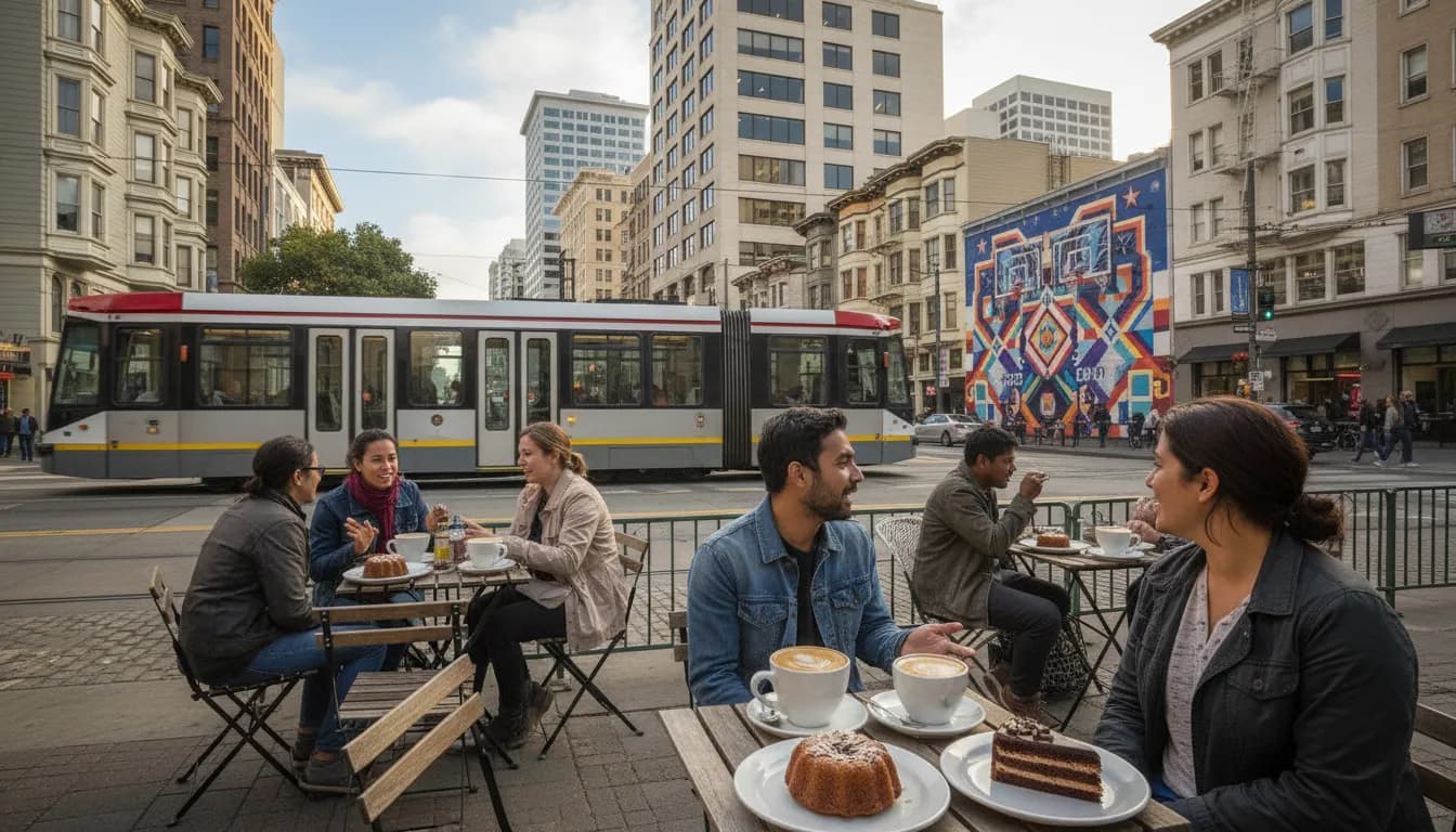 Practical city scene for Victory Treats: San Francisco Coffee & Dessert for Aces vs Lynx Match