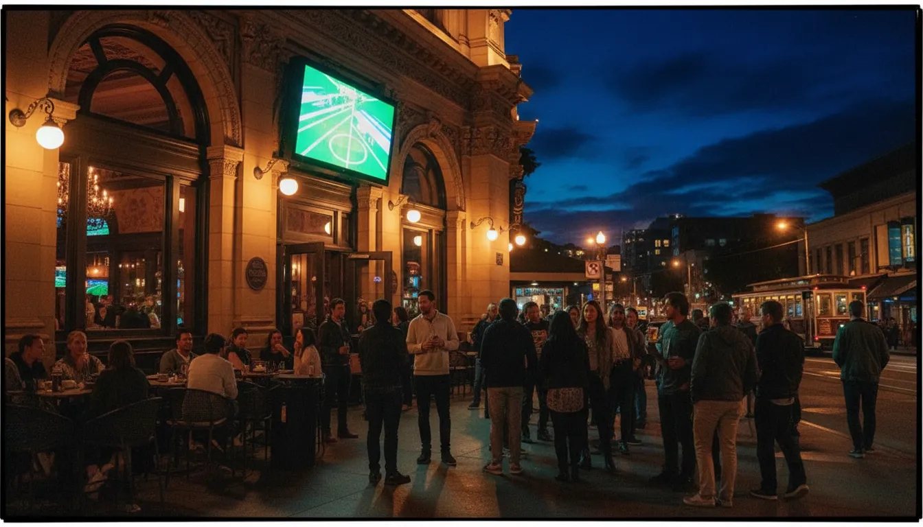 San Francisco Nightlife: Where to Watch Ferencváros vs Real Madrid — photorealistic San Francisco editorial scene