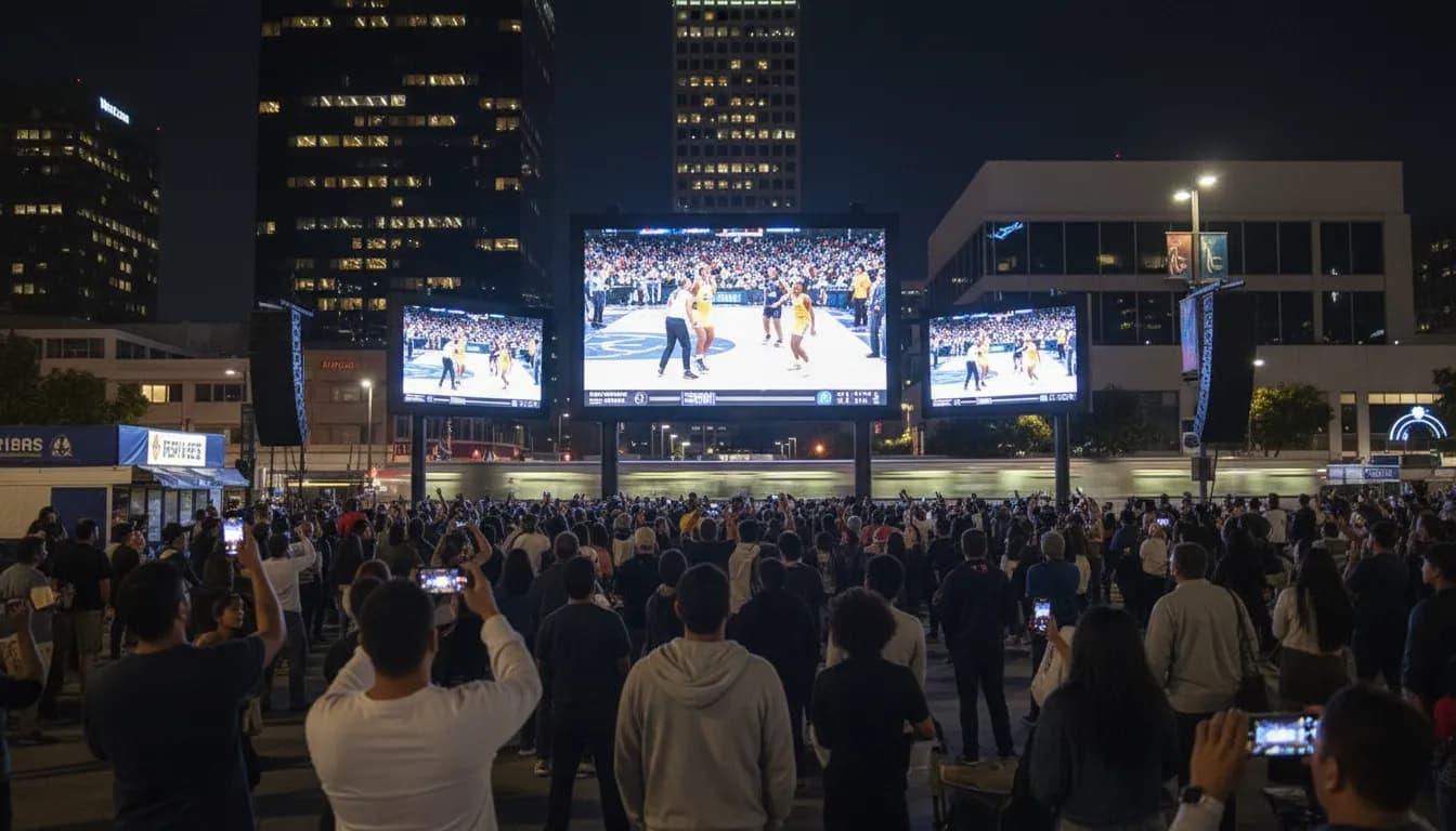 Los Angeles Watch Party Guide: Sky vs Storm Viewing Options — photorealistic Los Angeles editorial scene