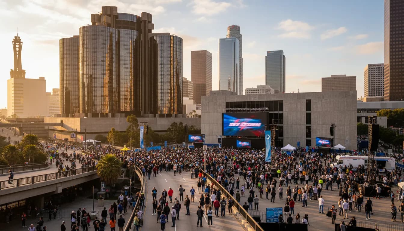Practical city scene for Los Angeles Watch Party Guide: Sky vs Storm Viewing Options
