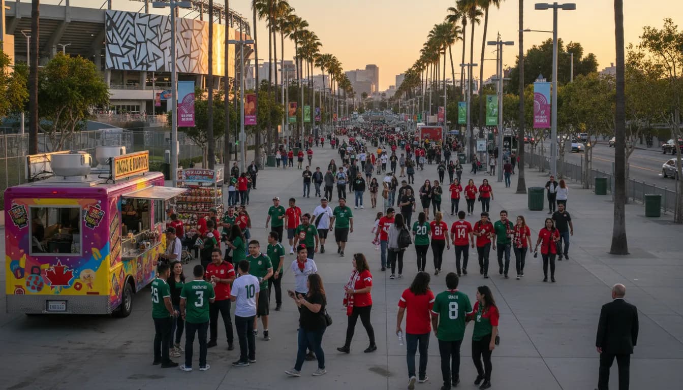 Practical city scene for Los Angeles: Planning a Social Outing for Mexico vs Canada Match
