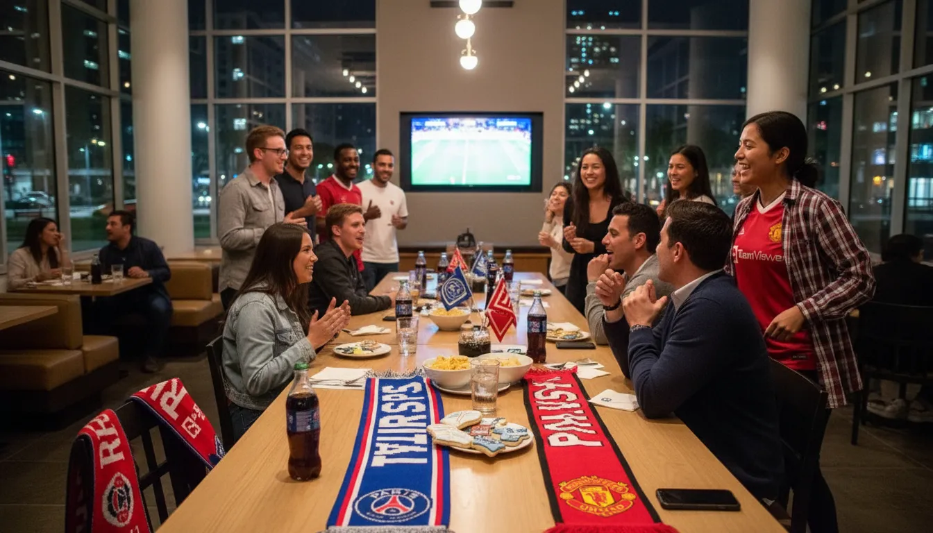 PSG vs Man United: Los Angeles Social Planning for Game Day — photorealistic Los Angeles editorial scene
