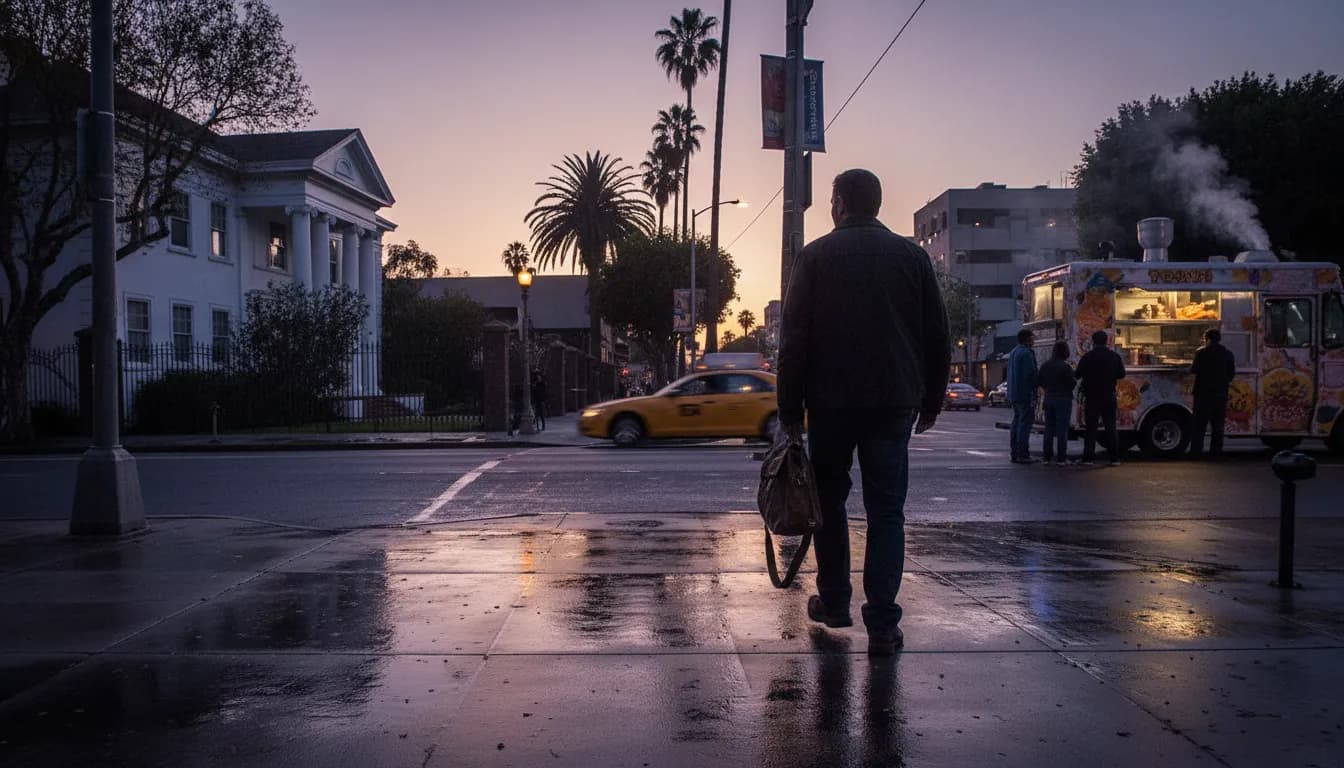 Los Angeles Weekend: A Liam Neeson-Inspired Thriller Walking Tour — photorealistic Los Angeles editorial scene
