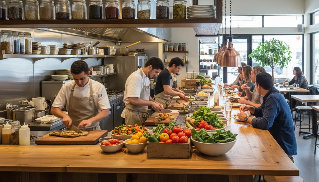 Los Angeles Restaurants: Spotting and Avoiding Ultra Processed Food — photorealistic Los Angeles editorial scene