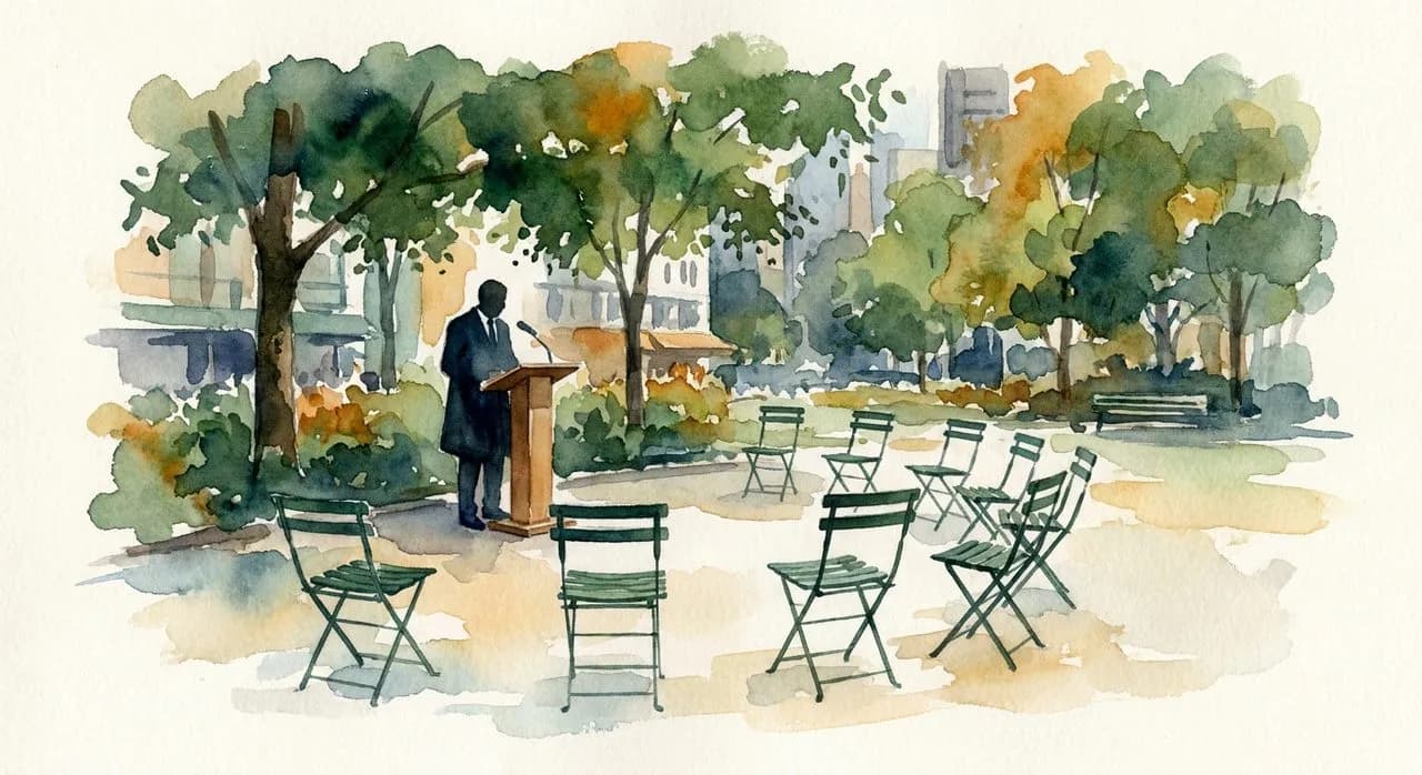 A Word for Word author talk underway at the Bryant Park Reading Room, audience seated in green metal chairs facing a small stage