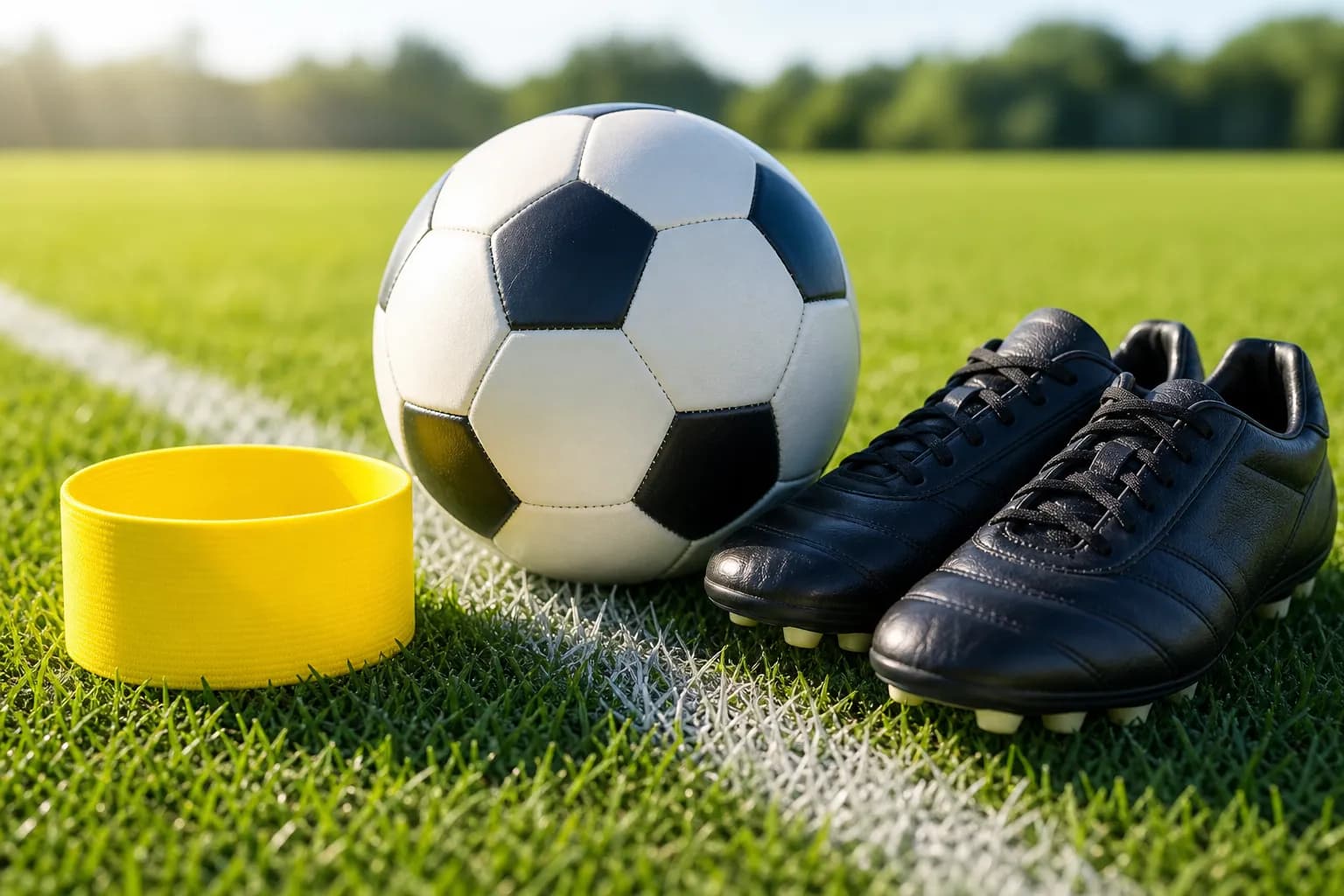 Bright realistic captain armband and midfield line image