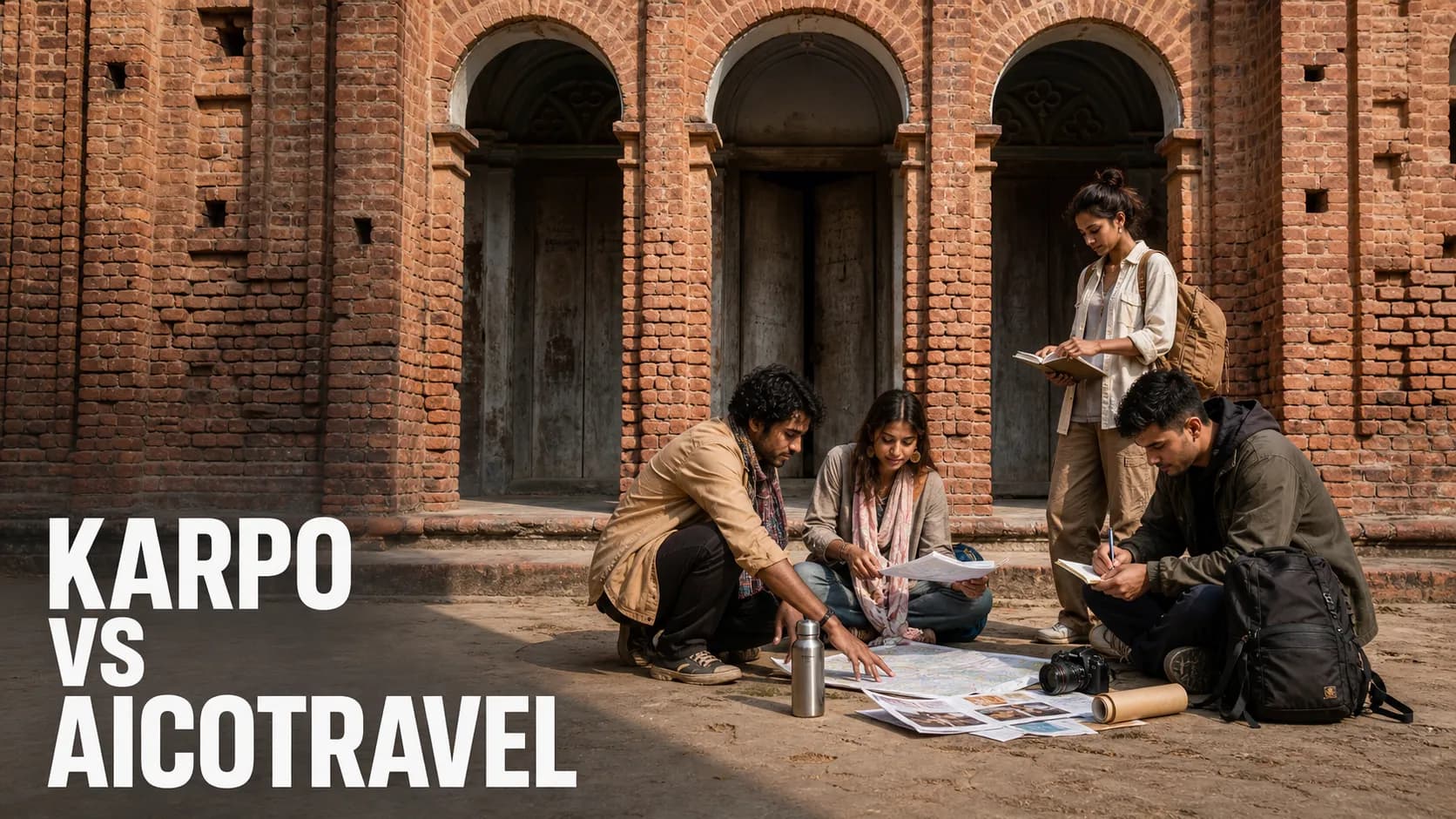 Karpo versus Aicotravel in a photorealistic editorial comparison.