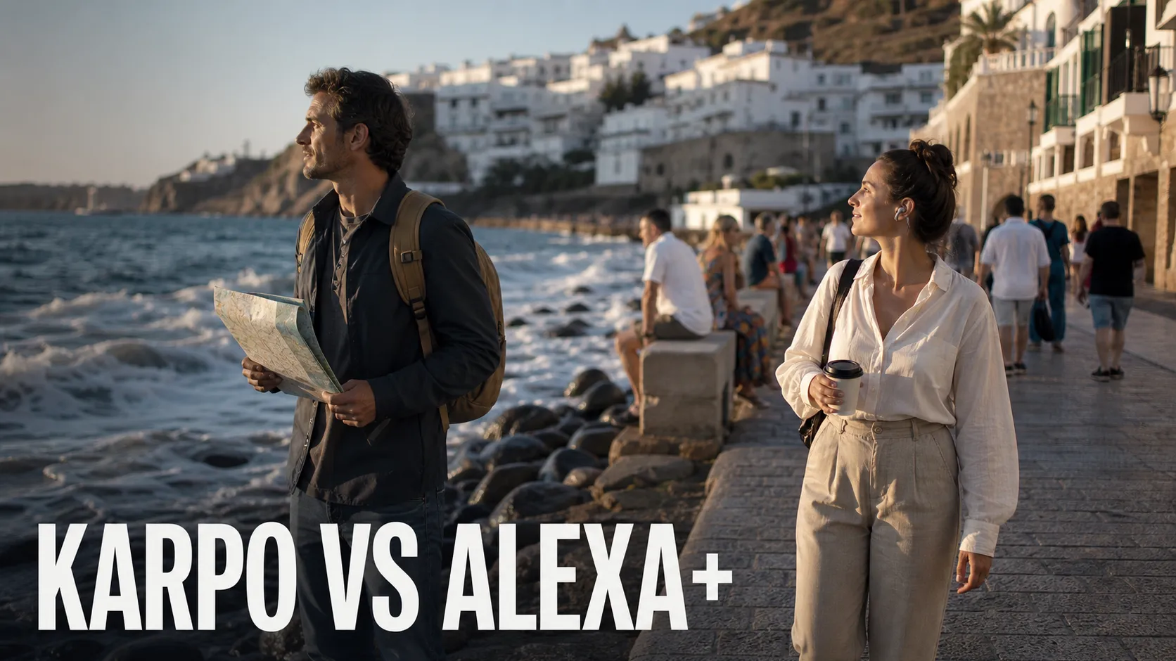 Karpo versus Alexa+ in a photorealistic editorial comparison.