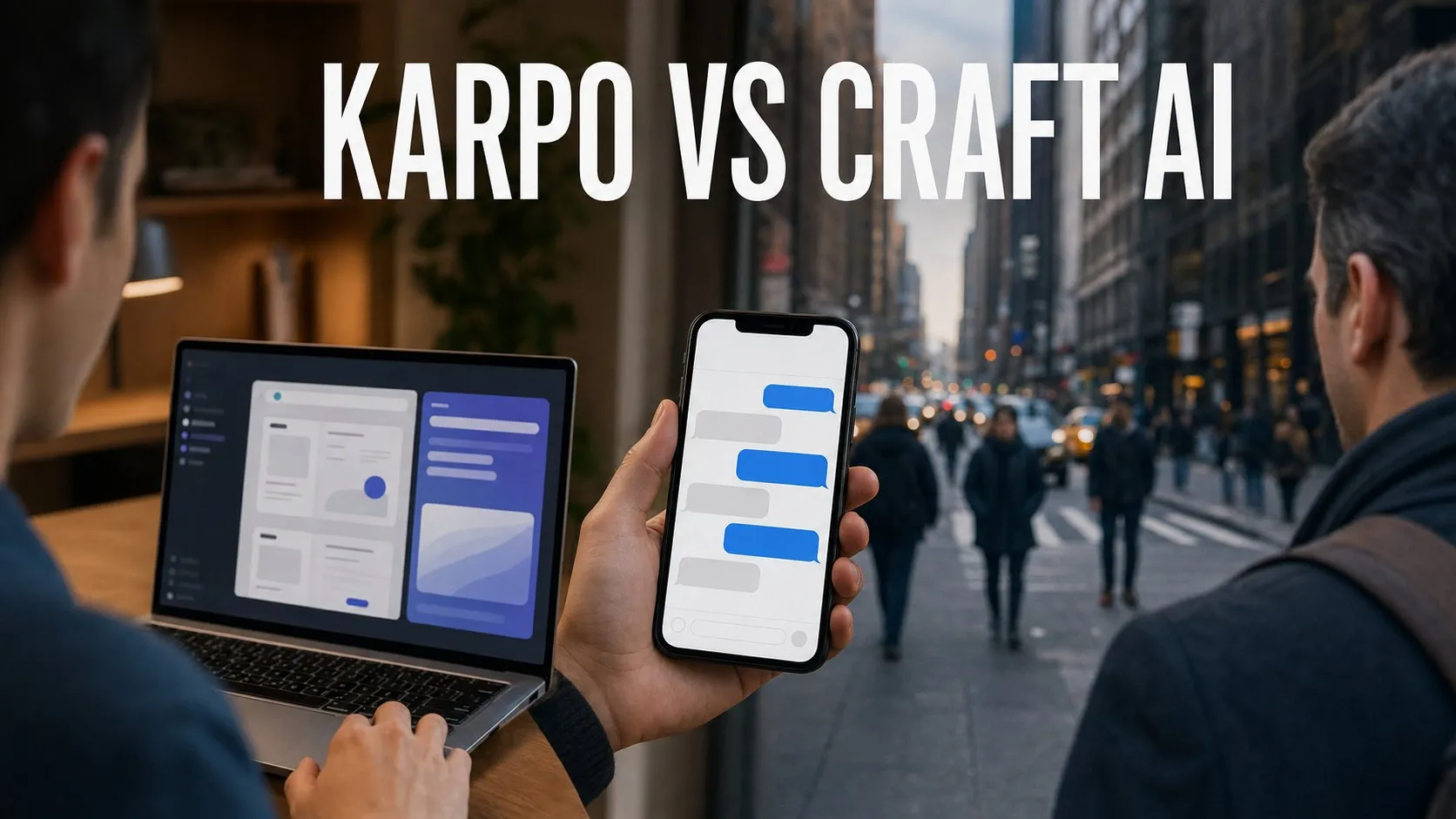 Photorealistic Karpo versus Craft AI comparison using a split environment composition