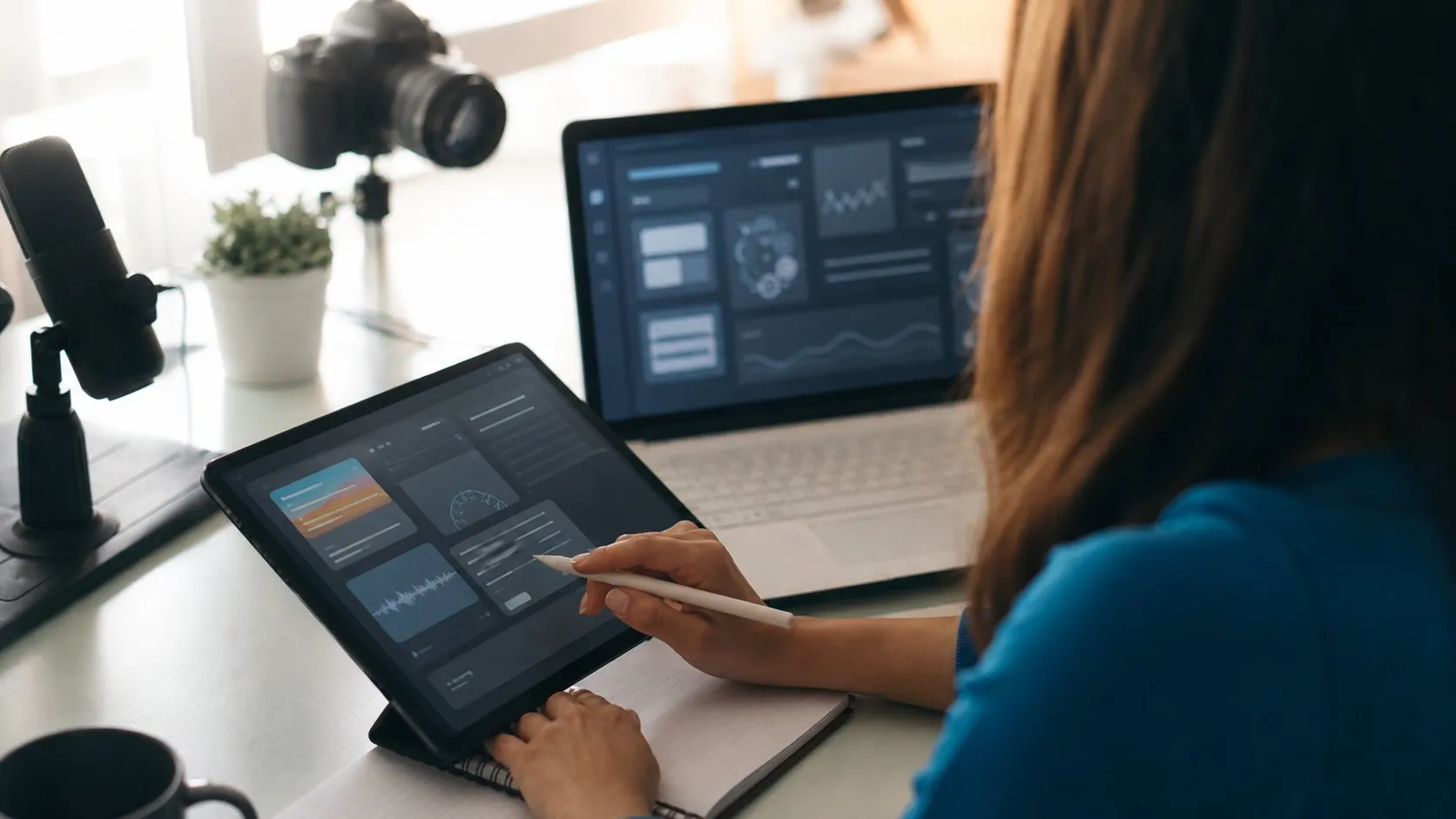 A photorealistic AI writing workspace work moment showing where Craft AI fits before a city decision