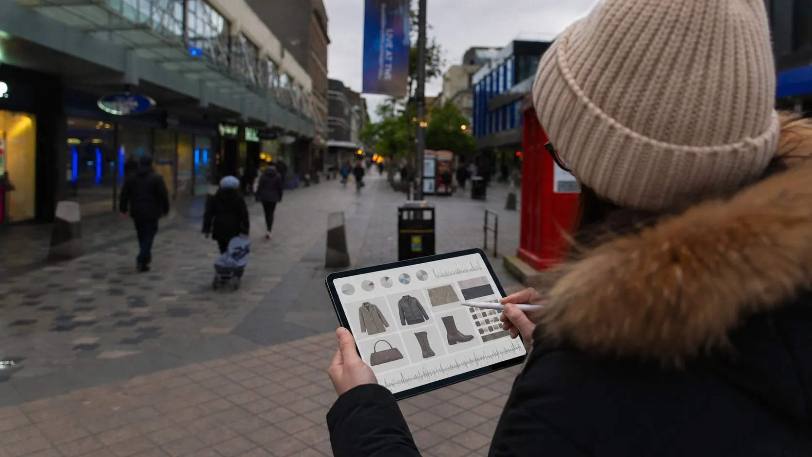 A photorealistic AI shopping discovery work moment showing where Daydream fits before a city decision