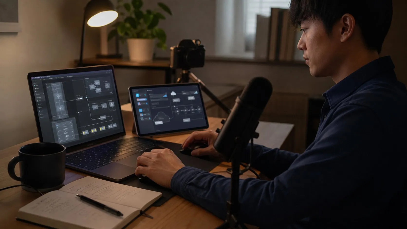 A photorealistic AI software engineer work moment showing where Devin fits before a city decision