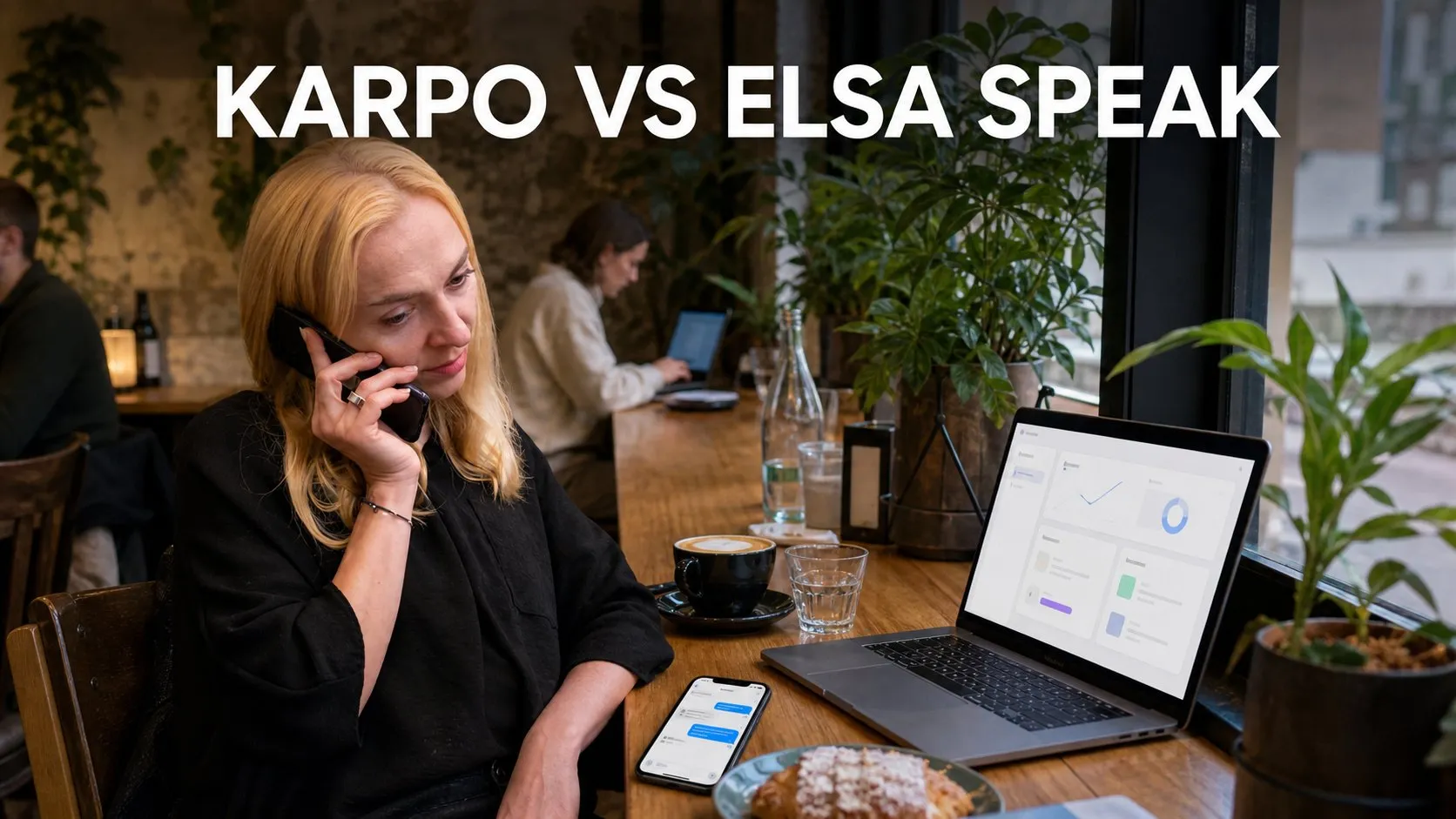 Photorealistic Karpo versus ELSA Speak comparison using a interior counter composition