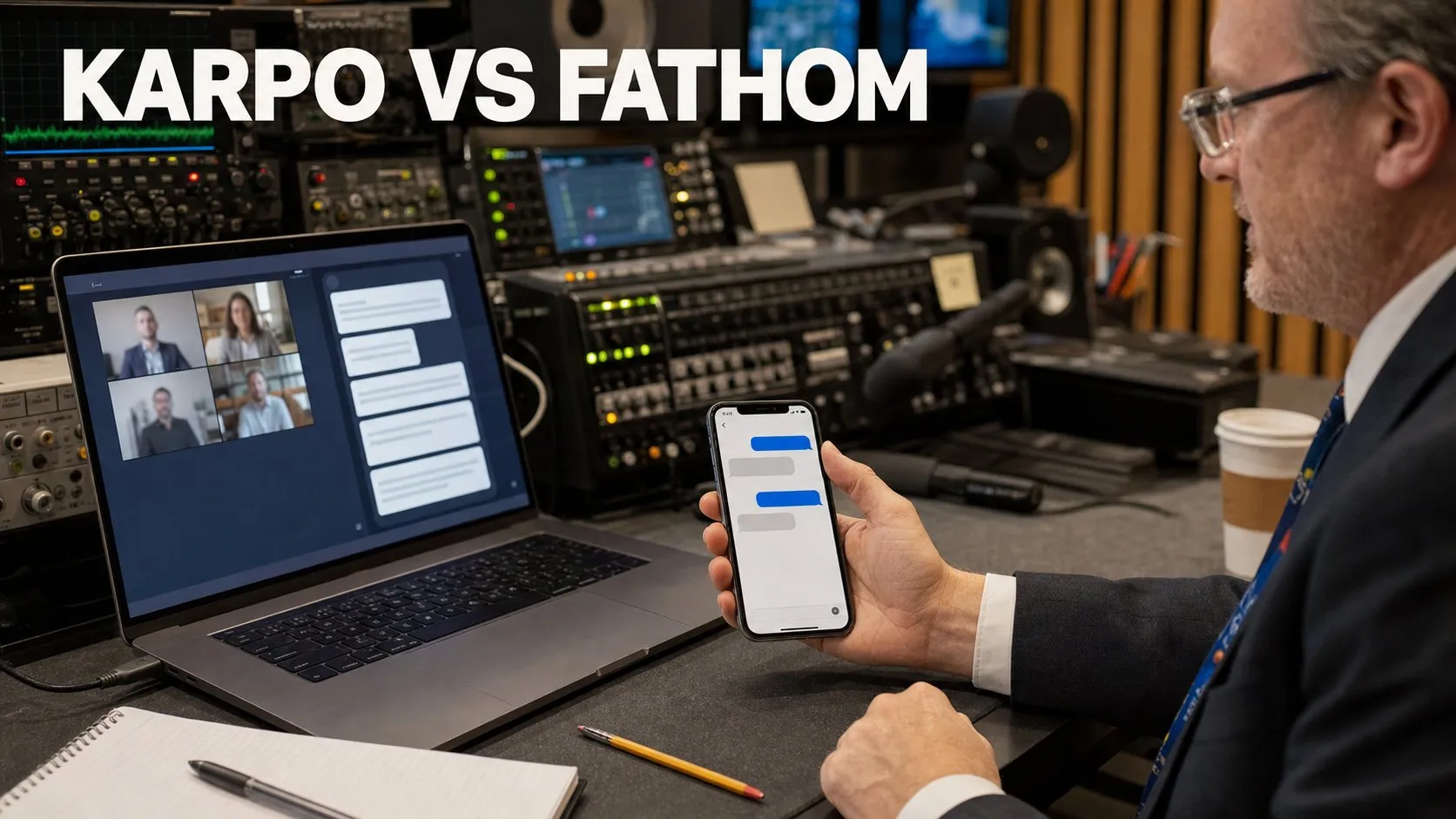 Photorealistic Karpo versus Fathom comparison using a studio equipment composition