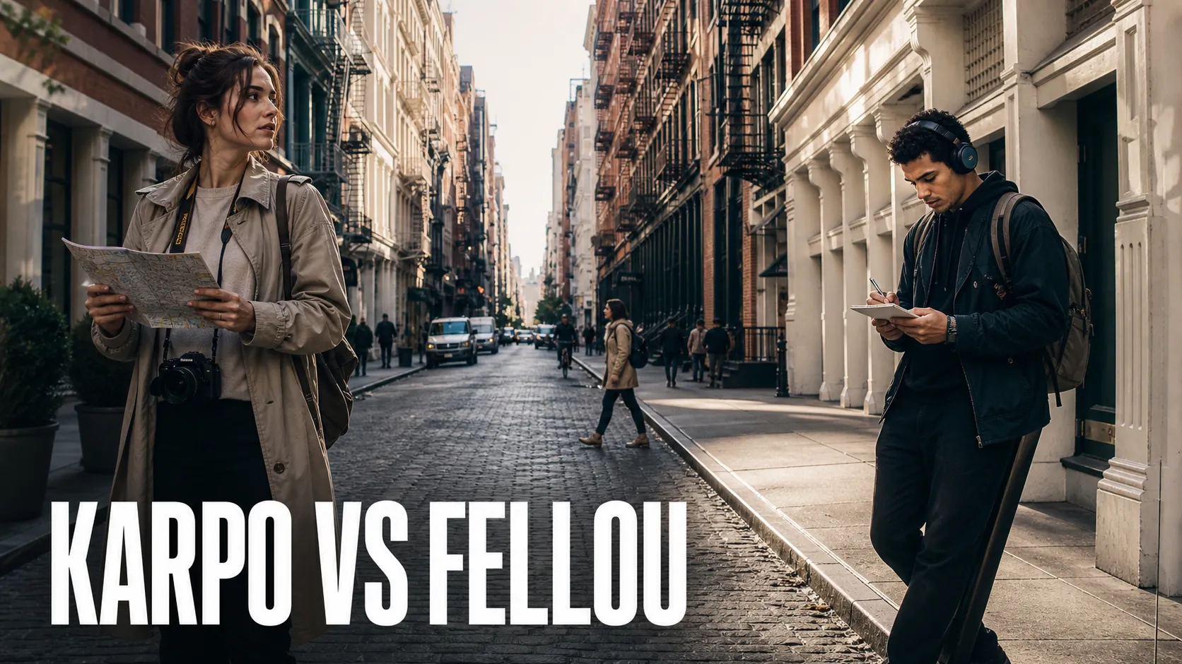 Karpo versus Fellou in a photorealistic editorial comparison.