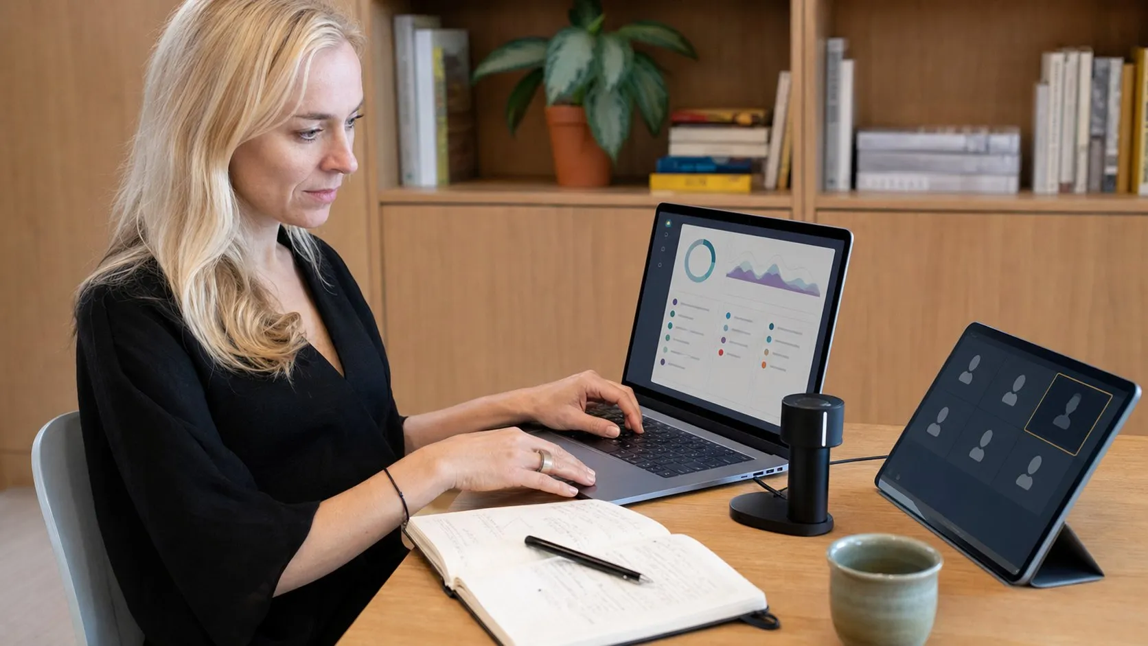 A photorealistic AI meeting assistant work moment showing where Fellow fits before a city decision
