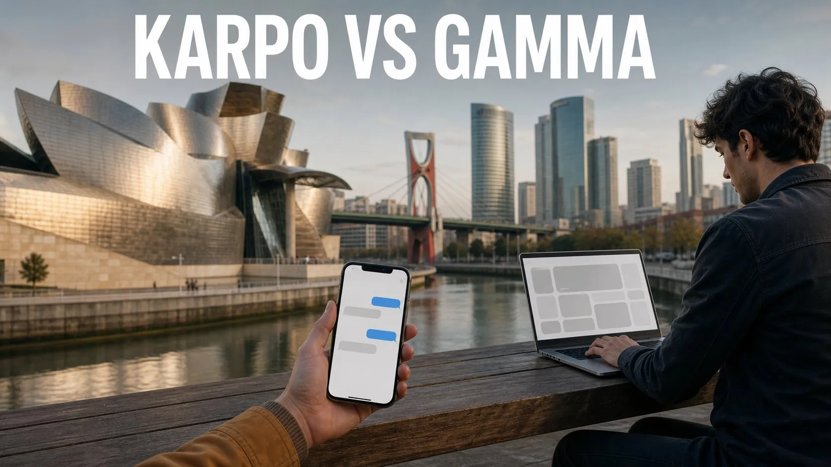 Photorealistic Karpo versus Gamma comparison using a architecture establishing composition