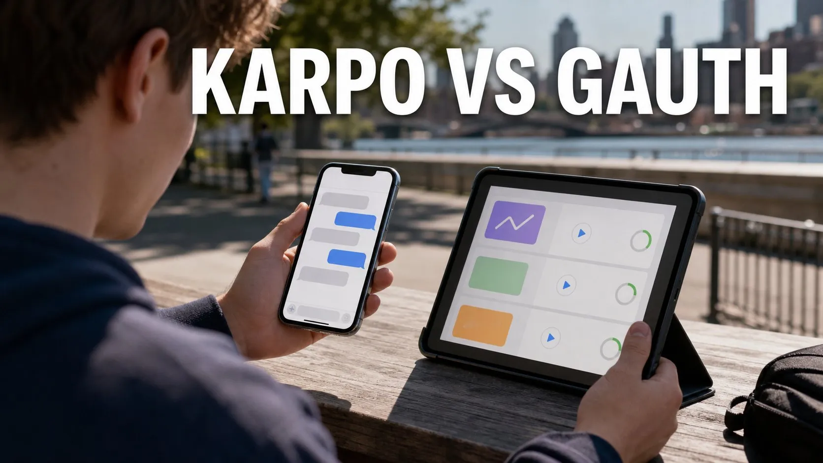 Photorealistic Karpo versus Gauth comparison using a landscape route composition