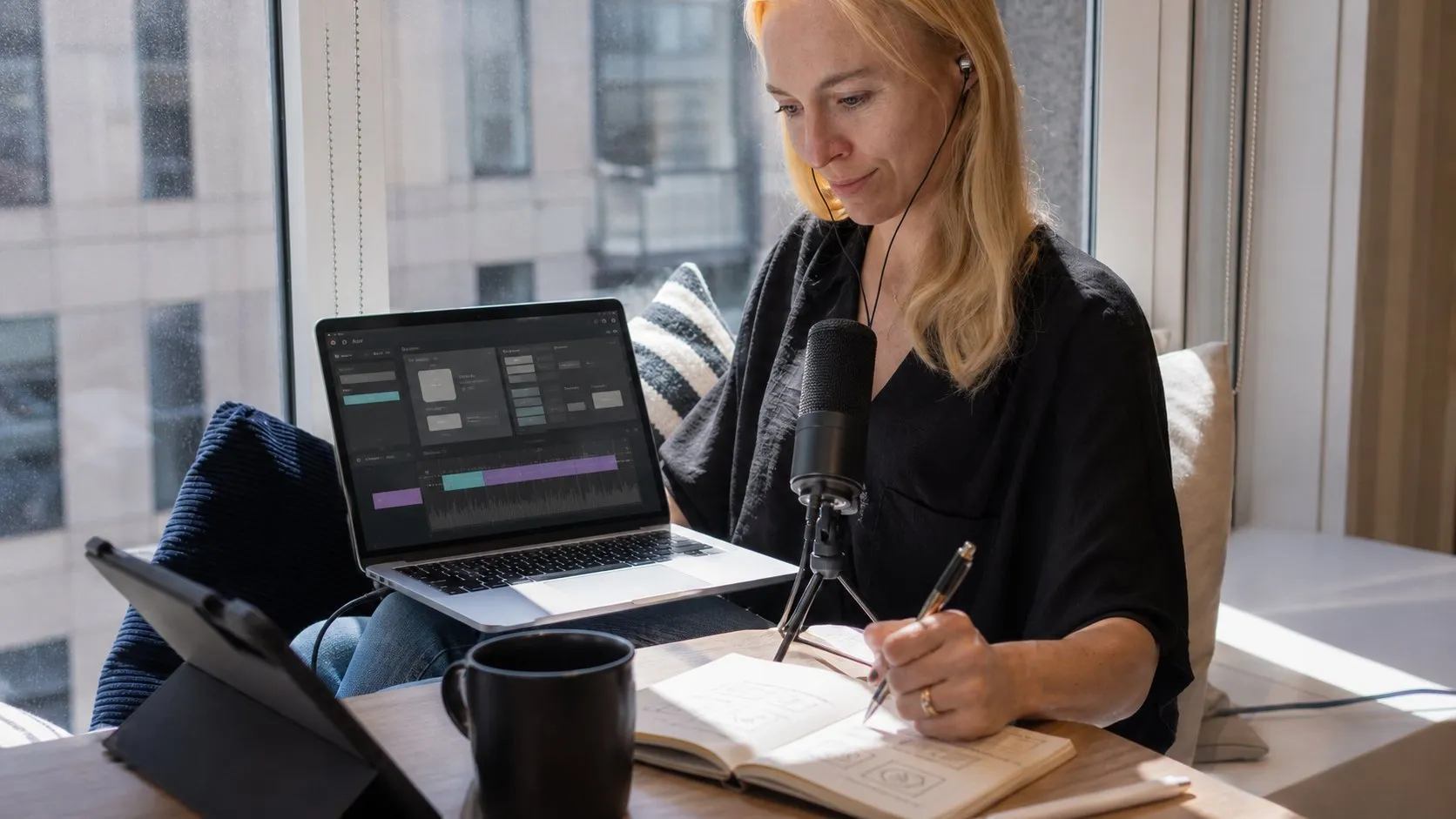 A photorealistic AI meeting assistant work moment showing where Grain fits before a city decision
