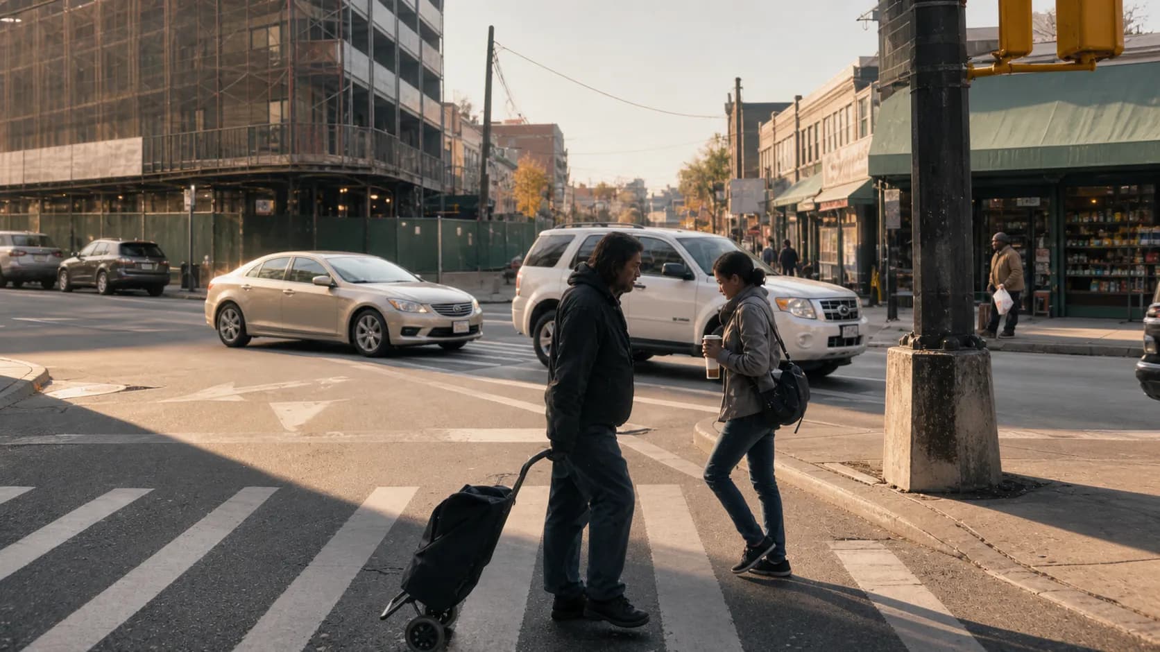 Photorealistic scene showing Karpo coordinating the wider day around Grammarly.