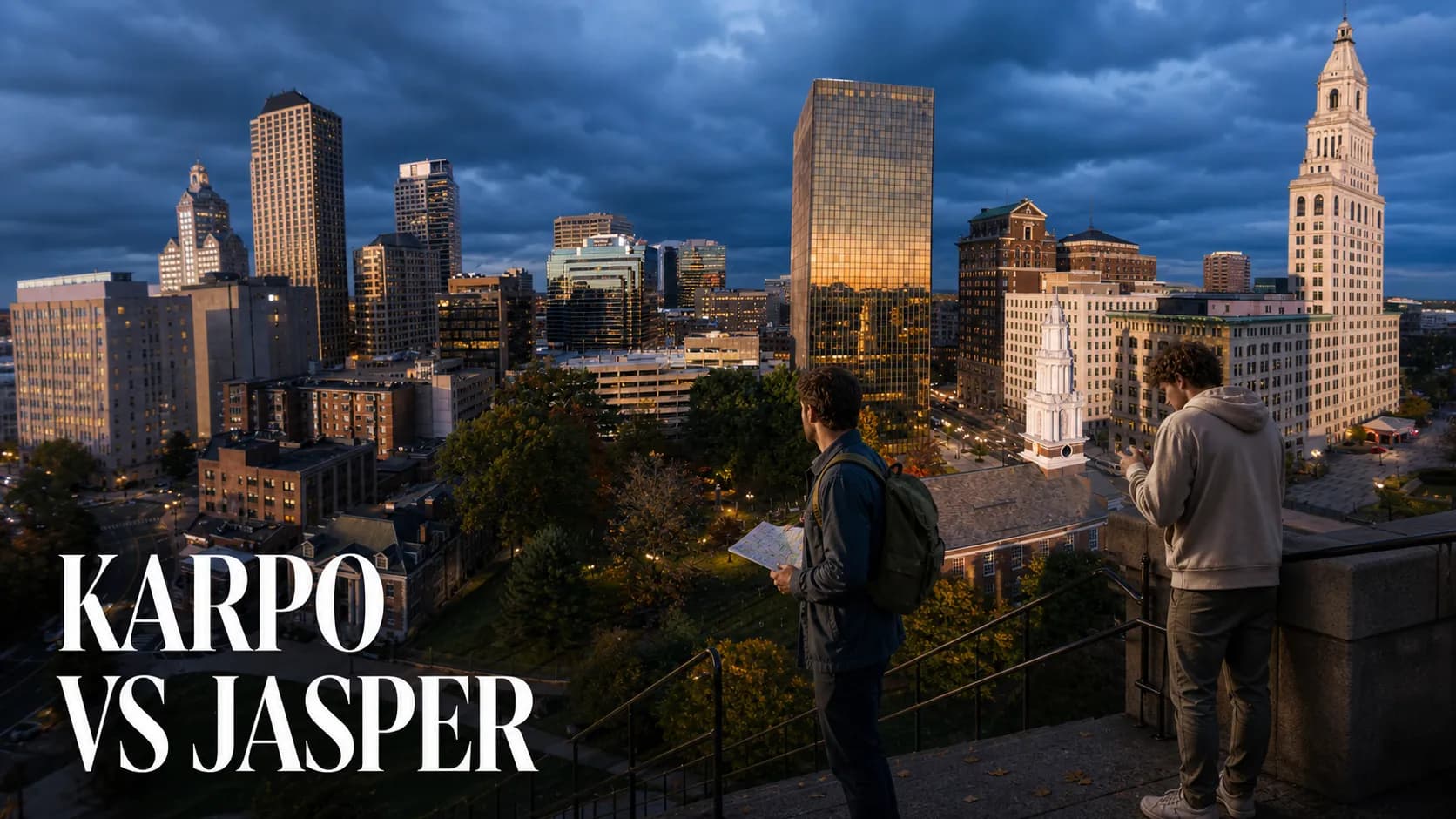 Karpo versus Jasper in a photorealistic editorial comparison.