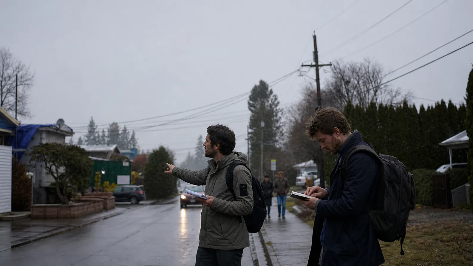 Photorealistic scene showing Karpo coordinating the wider day around Jasper.